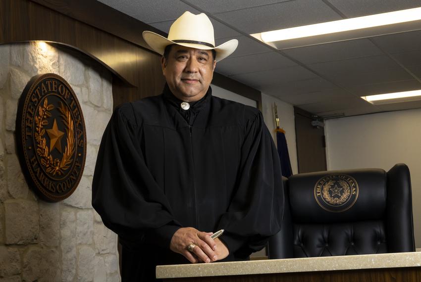 Judge Judge Israel B. García, Jr. inside his courtroom at the Harris County Justice of the Peace on Tuesday, April 4, 2023, in Houston, TX.