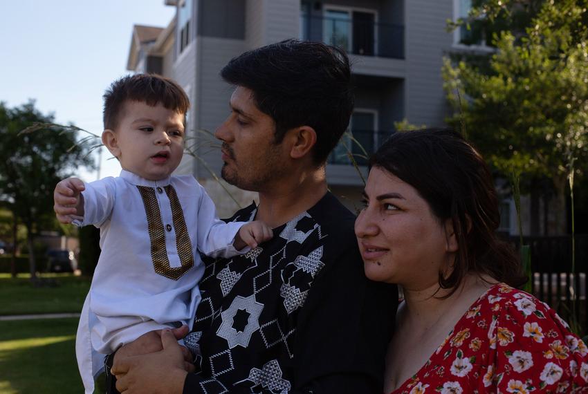 Afghan refugees Azita Jawady and her husband Hamid Sadra at their home in Austin on May 17, 2023. Jawady, a former social worker and employee at USAID and Sadra, an artist, fled to Texas from danger they faced from their previous jobs in Afghanistan.