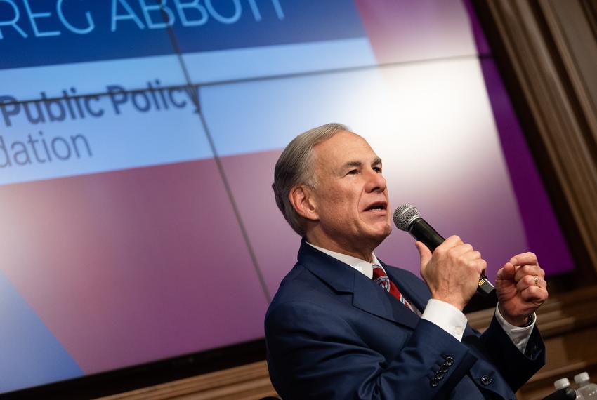Gov. Greg Abbott speaks about the recent 88th Legislative Session to an audience at the Texas Public Policy Foundation offices in Austin, on June 2, 2023. Abbott recounted policy victories in regards to fentanyl and the border crisis, as well as limiting gender affirming care and banning DEI practices in higher education. Abbott ended the event by promising to call a special session for school choice, after the current special session for property tax resolves.