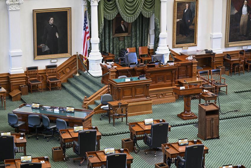 The Texas Senate gallery as technical staff prepares communications for next week's start in the impeachment trial of  Ken Paxton on September 5th.  Paxton is accused of several ethics violations during his three terms as Texas Attorney General.