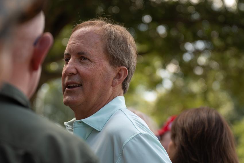 Texas Attorney General Ken Paxton speaks at the Collin County Labor day picnic in Plano, Texas on Sept. 2, 2023, just days before his impeachment trial.