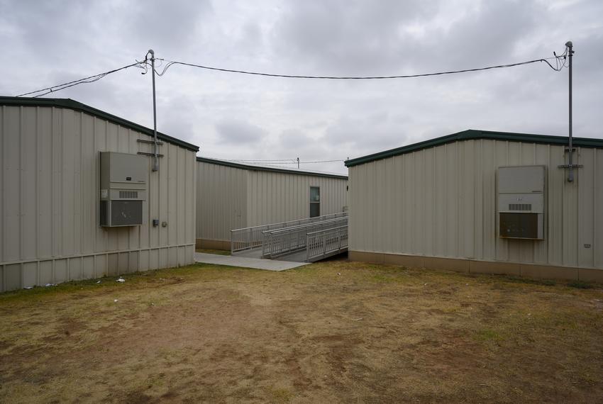 A cluster of portable classrooms at Nimitz Middle School is seen pictured Wednesday, Sept. 13, 2023 in Odessa.