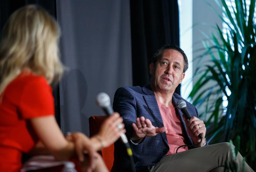 Alexandra Suich Bass speaks one on one with Texas Comptroller Glenn Hegar about the challenges and opportunities for the world's ninth-largest economy at The Texas Tribune Festival in Austin on Sept. 22, 2023.