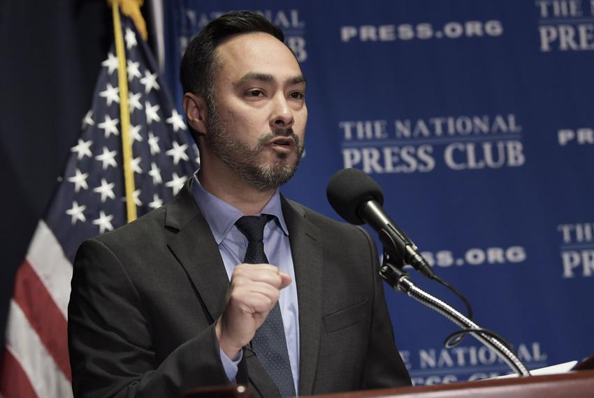 U.S. Rep. Joaquin Castro, D-San Antonio, speaks about a new federal report on the underrepresentation of Latinos in the media industry at the National Press Club in Washington on Oct. 05, 2022.