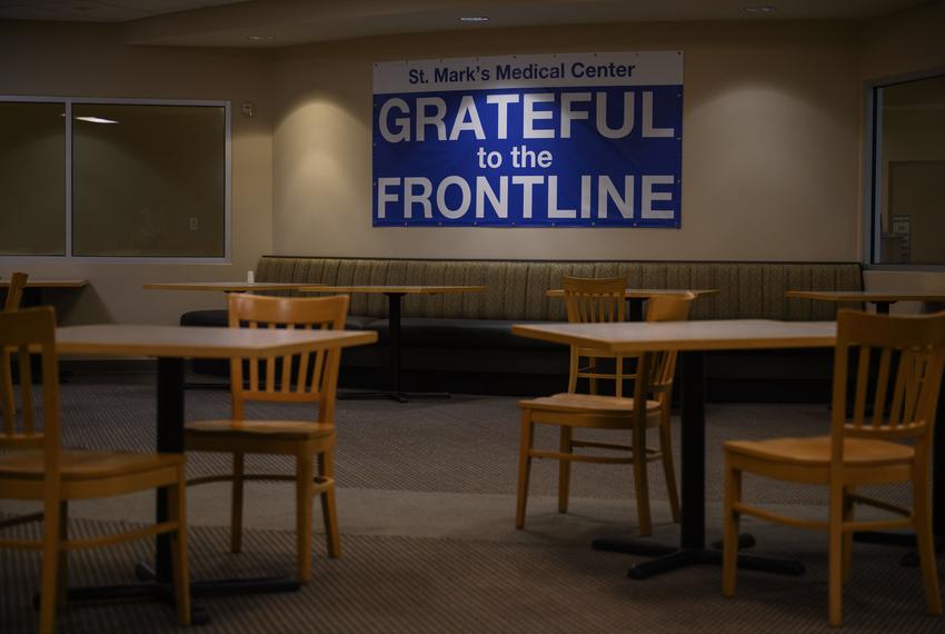 An empty dining room is seen at St. Mark’s Medical Center Wednesday, Oct. 11, 2023, in La Grange. Wednesday was the hospital’s last day of service before its scheduled closing on October 12.