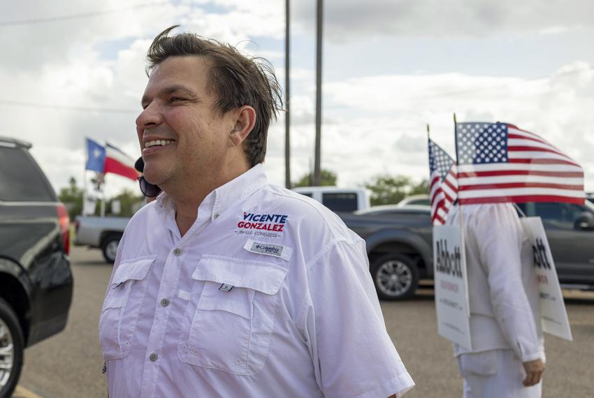 U.S. Rep. Vicente Gonzalez, D-McAllen, at a polling location in Mercedes on Nov. 8, 2022. Rep. Gonzalez is running for re-election to the U.S. House of Representatives in a new district, TX-34.