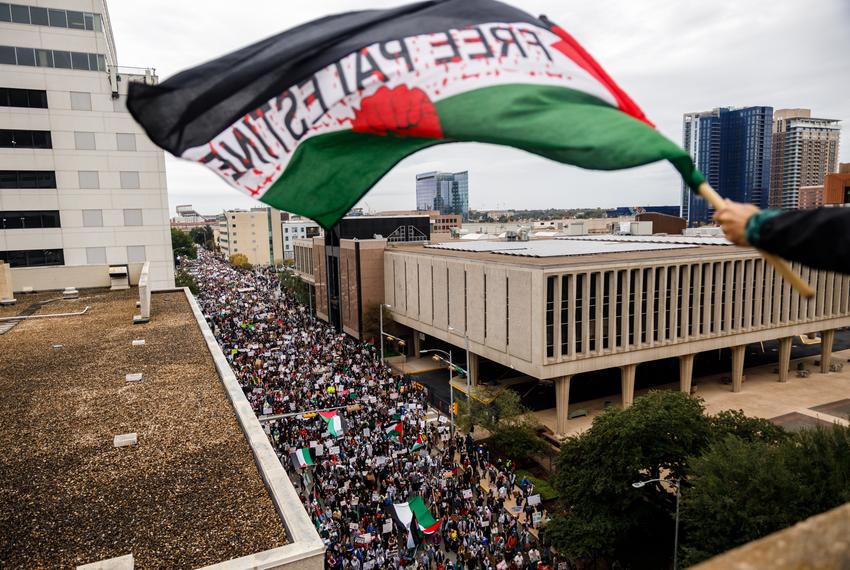 Thousands of Texans marched in a protest for Palestine in downtown Austin on Nov. 12, 2023.