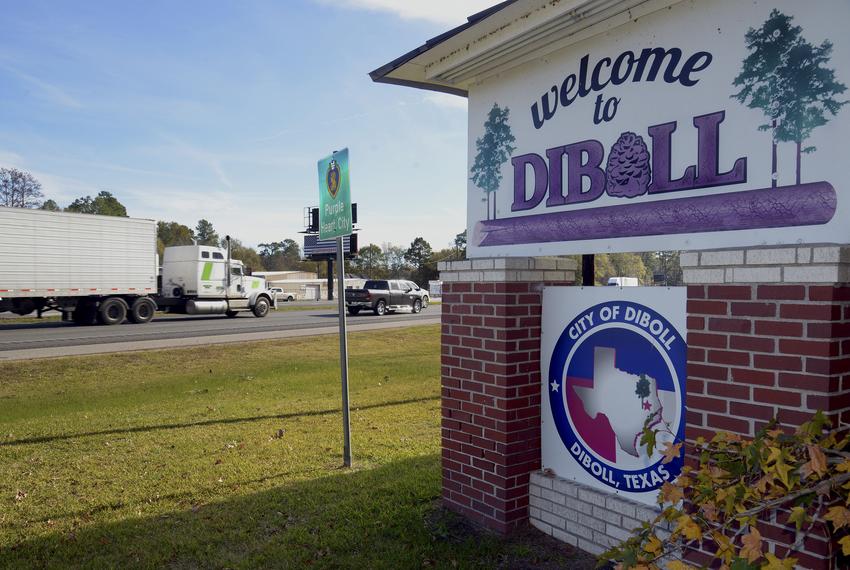 The north entrance to Diboll, Texas, on U.S. Highway 59 South, December 12, 2023.