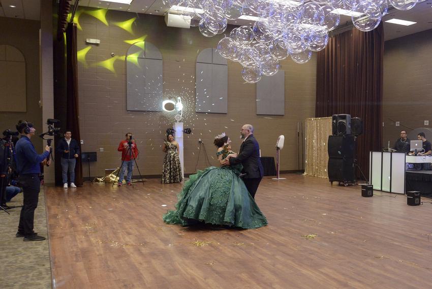 Troy and Sienna dance the "Fathers's Waltz" at her Quincenera Saturday, December 16, 2023, in Didoll, Texas.