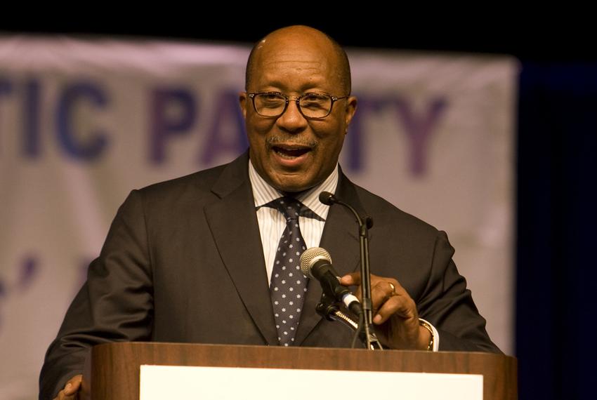 U.S. Trade Rep. Ron Kirk speaking at the state Democratic convention on June 8, 2012.
