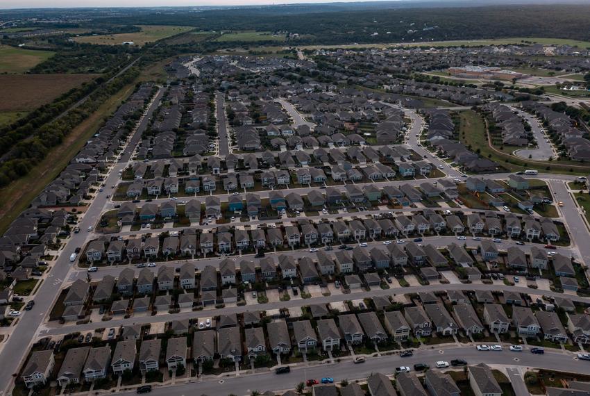 An Aerial image of a suburban neighborhood in San Marcos on October 18, 2021.