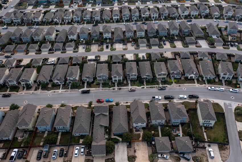 An Aerial image of a suburban neighborhood in San Marcos on October 18, 2021.