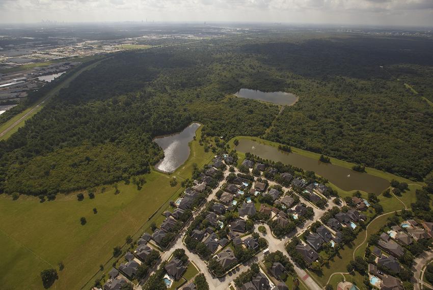 Development encroaching on the north side of Addicks Reservoir in Houston on Sept. 7, 2016.