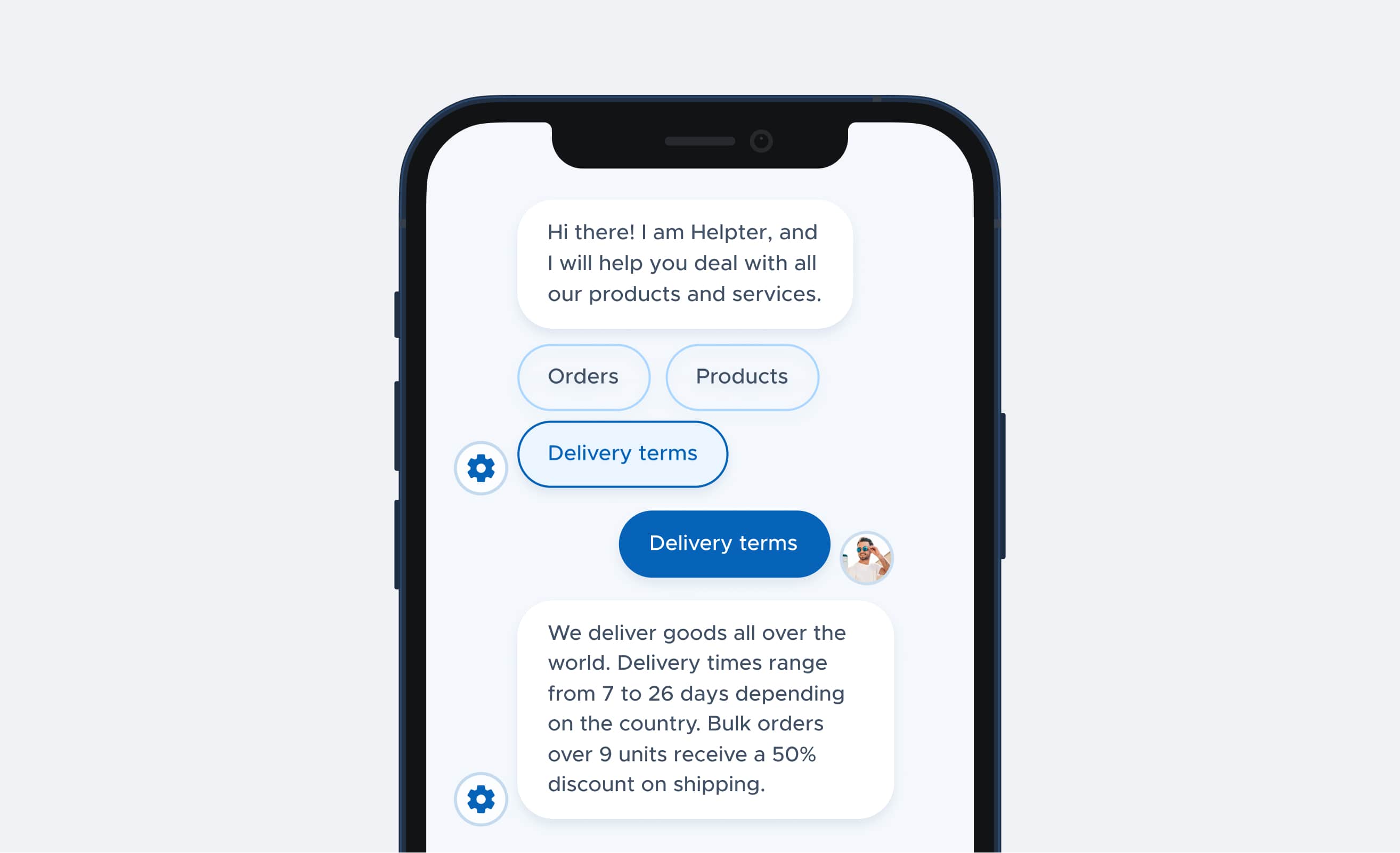 Customer Service chatbot example