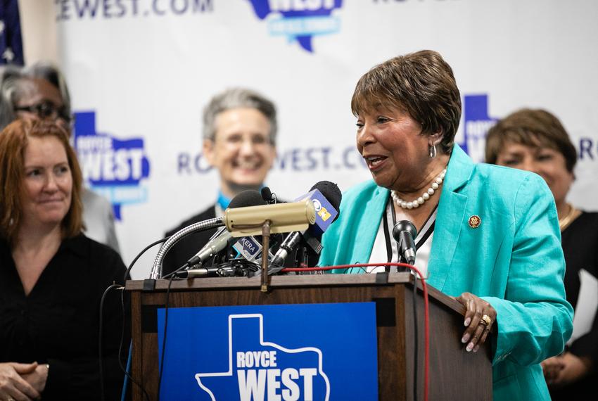 U.S. Rep. Eddie Bernice Johnson, D-Dallas, introduced Royce West during a kick-off rally for his U.S. senate campaign in Dallas on July 22, 2019.