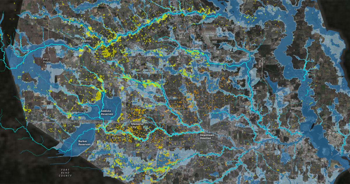 Map of Houston area waterways