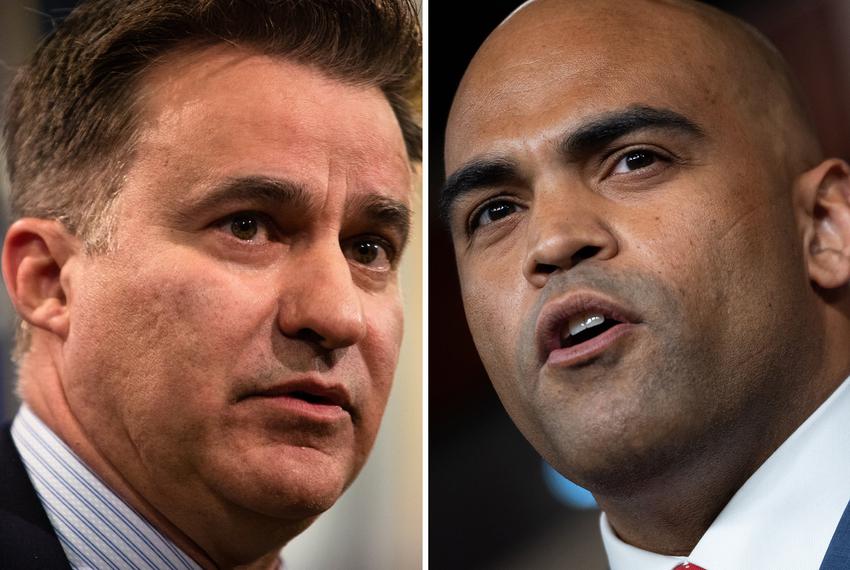 From left: State Sen. Roland Gutierrez, D-San Antonio, and U.S. Rep. Colin Allred, D-Dallas. The two are running to be the Democratic nominee to face Ted Cruz in the 2024 senatorial race.