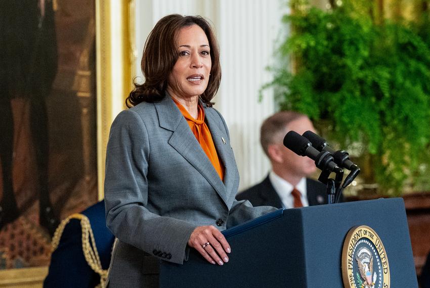 Vice President Kamala Harris speaks at an event where the president signed an Executive Order regarding Artificial Intelligence at the White House in Washington, D.C.