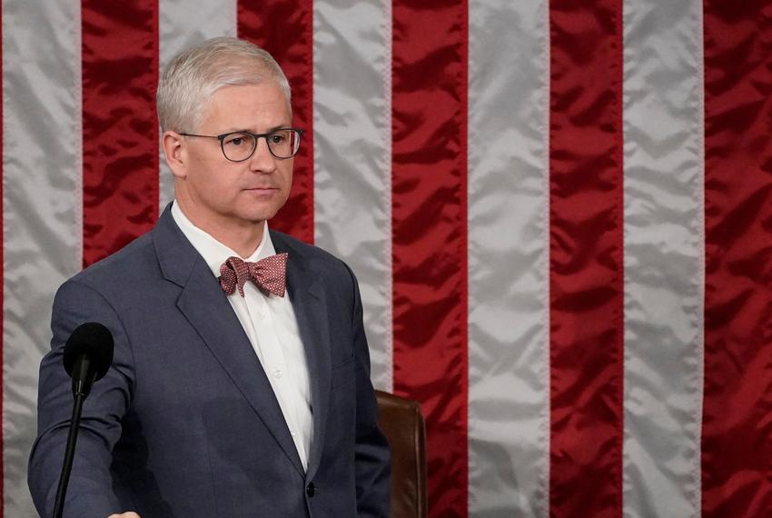 Speaker of the House Pro Tempore Patrick McHenry, R-NC, presides prior to a second round of voting to elect a new Speaker of the House on the floor of the House of Representatives at the U.S. Capitol in Washington on Oct. 18, 2023.