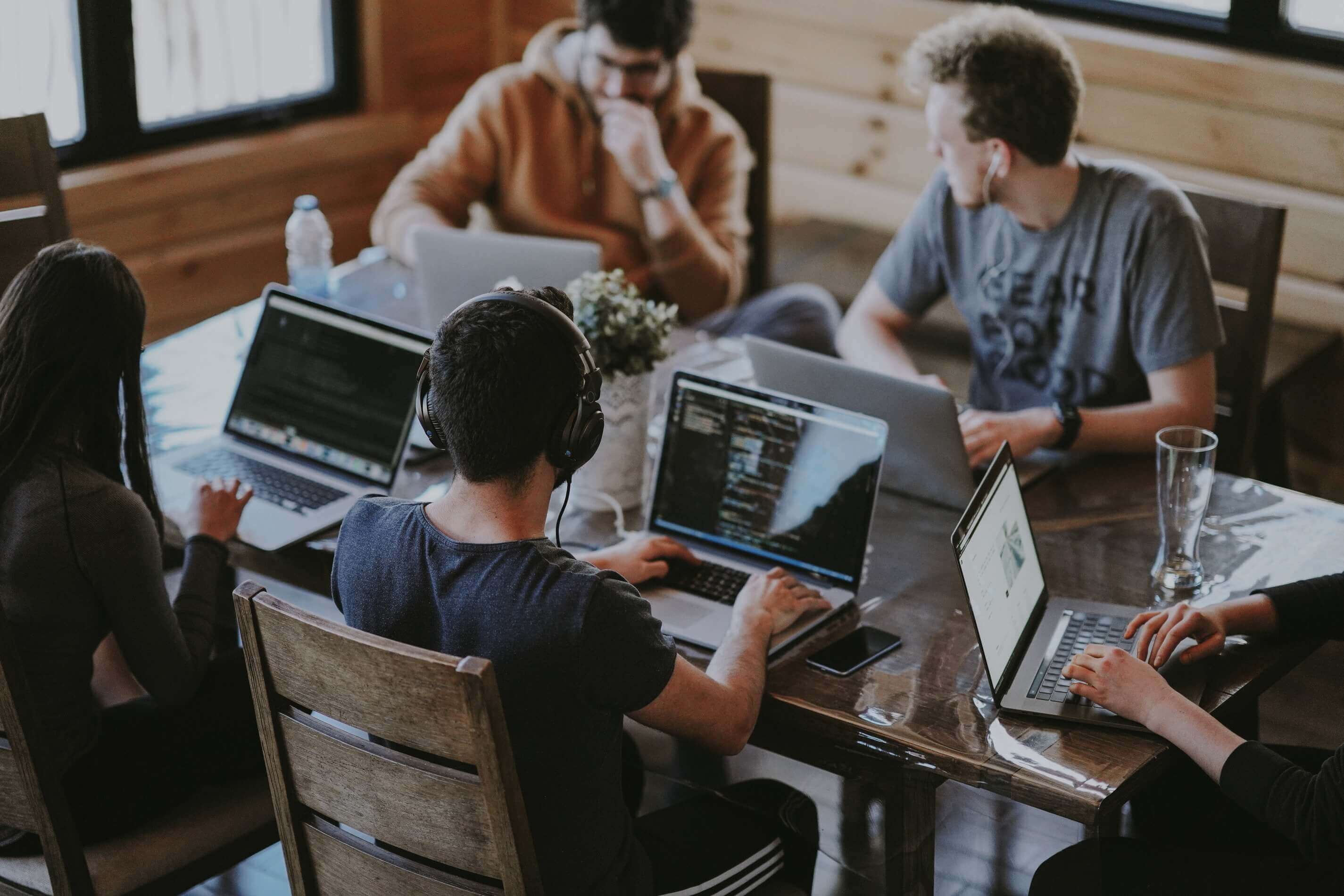 Team working on computers