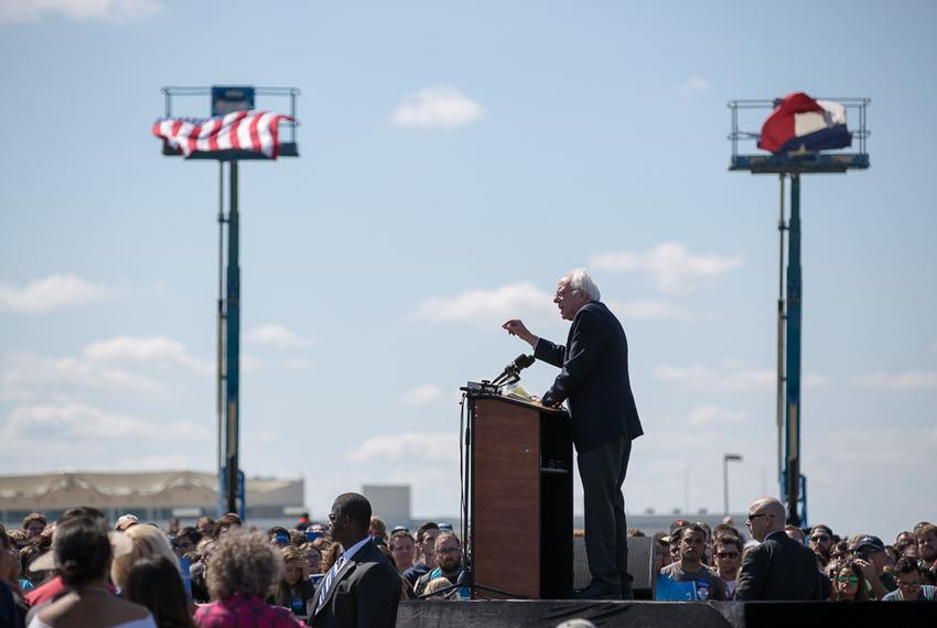Vermont Senator and presidential hopeful Bernie Sanders speaks to supporters in Austin, Texas on Feb. 27, 2016.