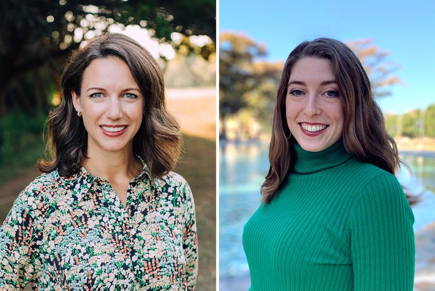 Left: Emily Iazzetti joins The Texas Tribune as its new membership manager. Right: After nearly two years of overseeing the Tribune's membership program, Kassie Kelly is transitioning out of that role to become the new grants officer.