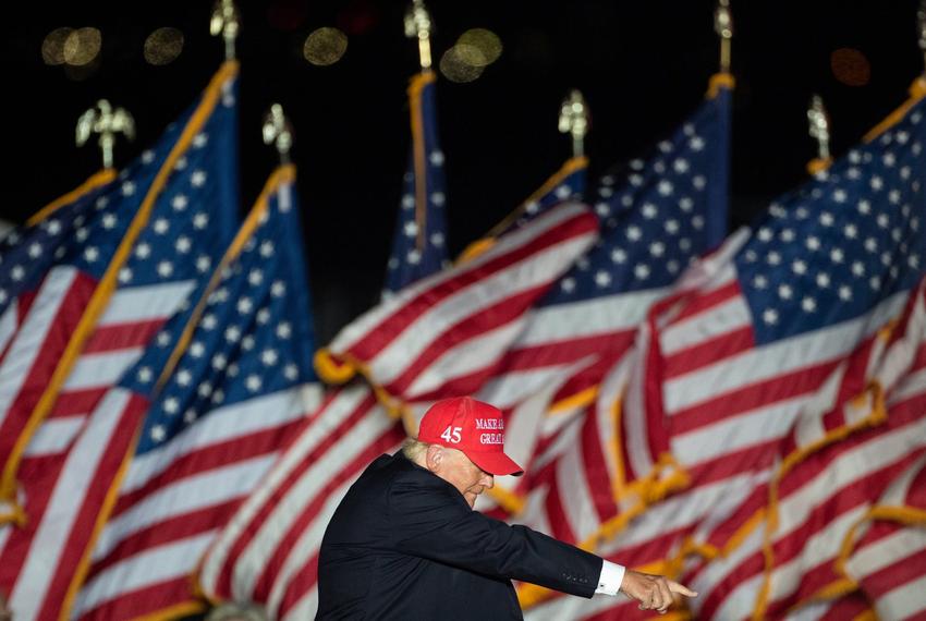 Former President Donald Trump speaks at a rally in Robstown, a western suburb of Corpus Christi, on Oct. 22, 2022.