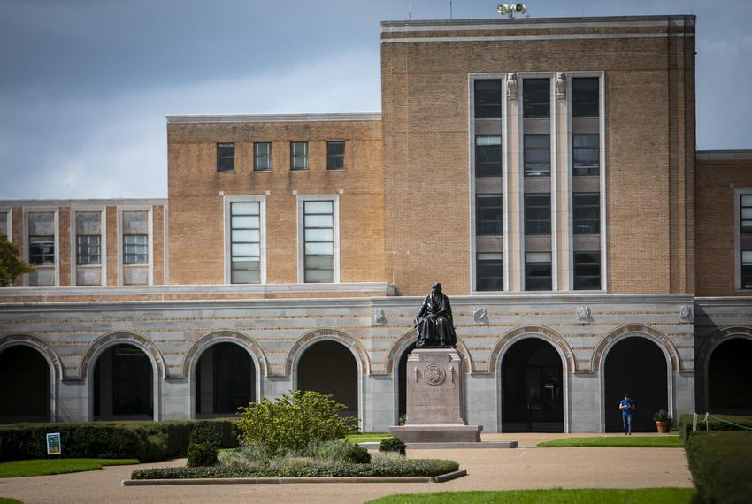 The William Marsh Rice statue at Rice University in Houston on March 11, 2020.